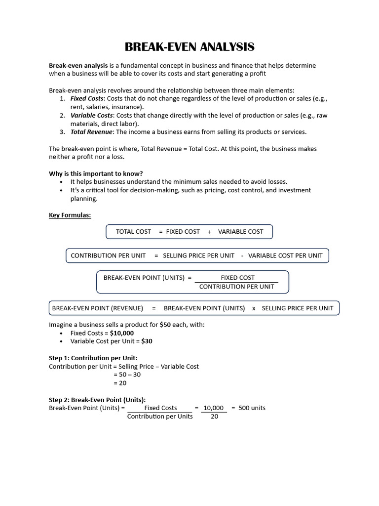 Break-Even Analysis | PDF | Marketing | Business Economics