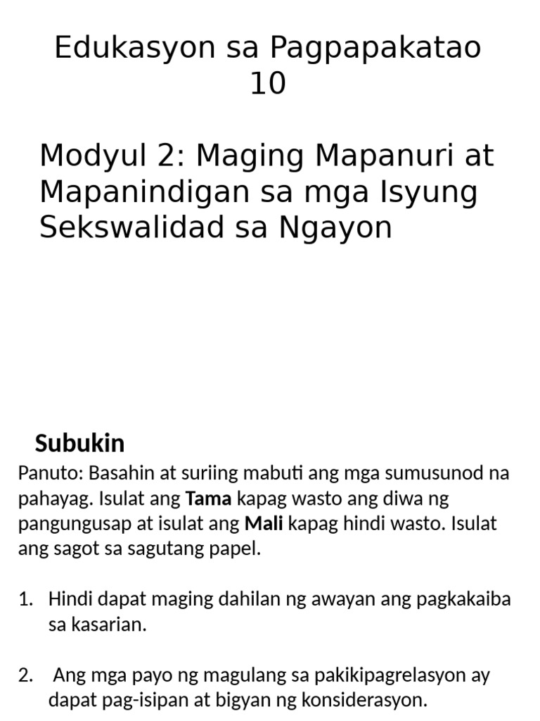 Esp 10 Pre Test Subu Kin | PDF