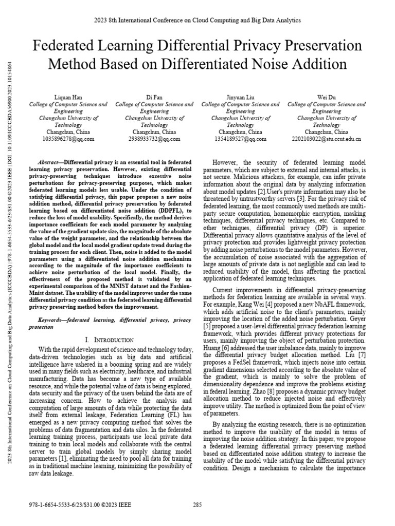 Enhanced Differential Privacy in Federated Learning | PDF | Applied ...