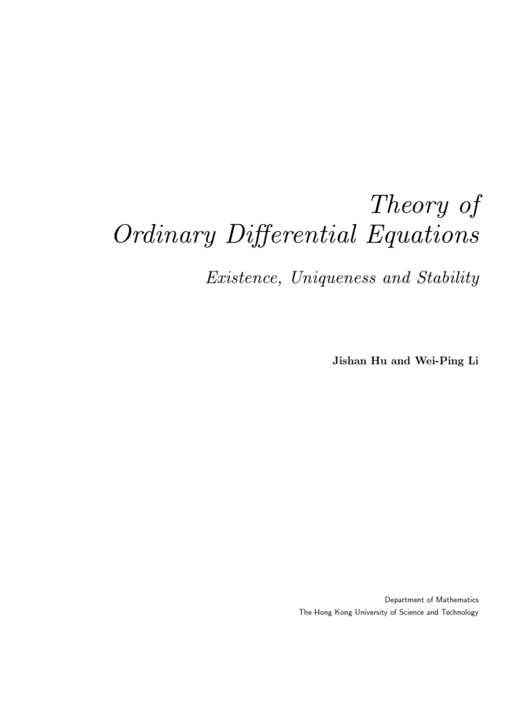 Theory of Ordinary Differential Equations | PDF | Continuous Function ...