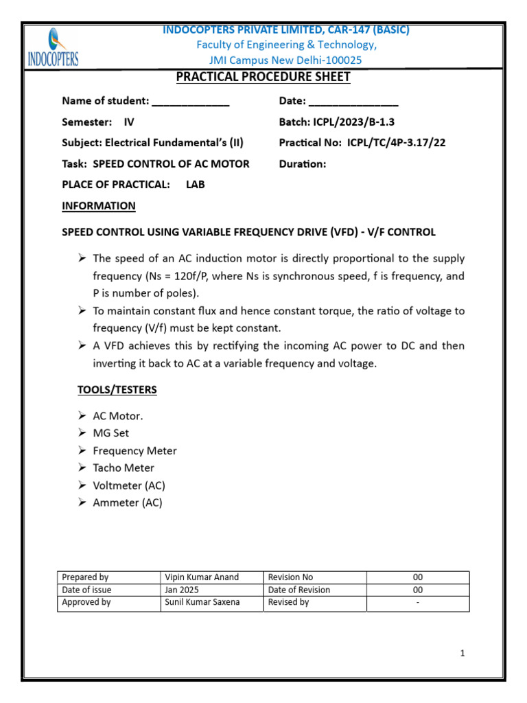 AC Motor Speed Control Procedure | PDF | Alternating Current | Mains ...