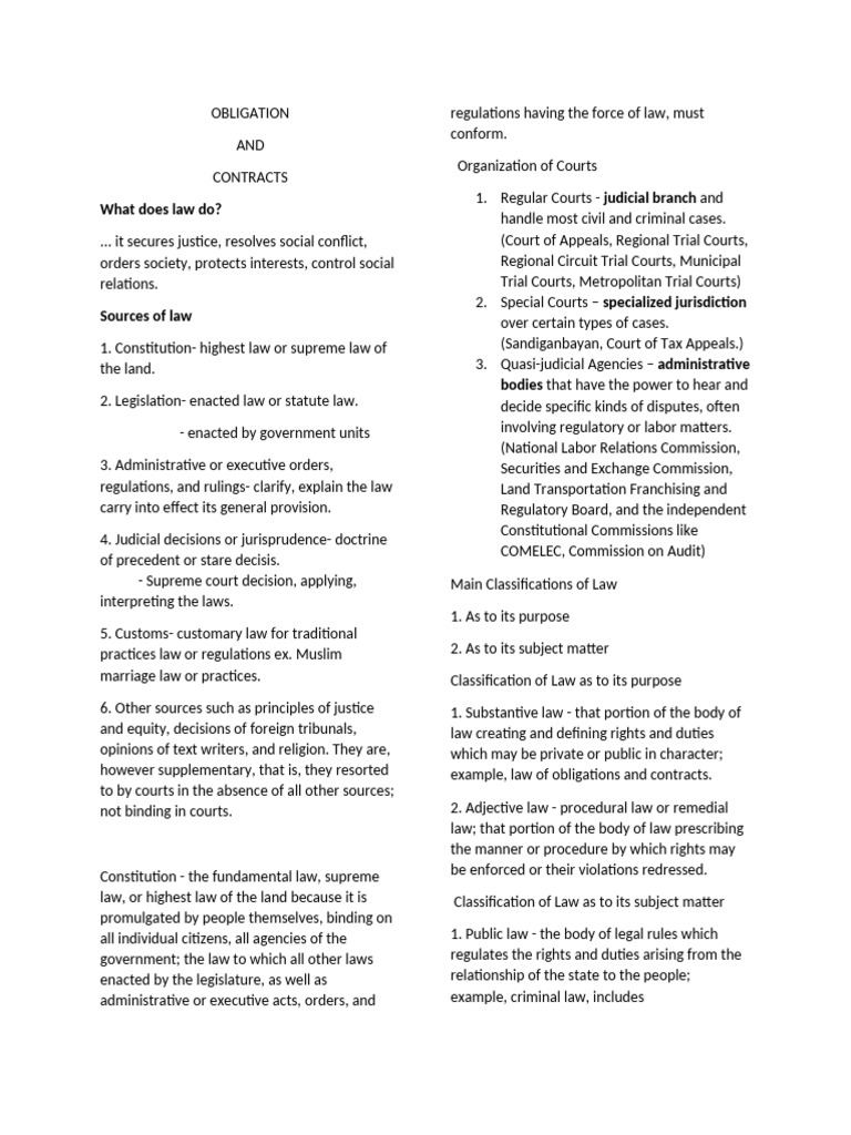 Understanding Obligations and Contracts | PDF | Law Of Obligations ...