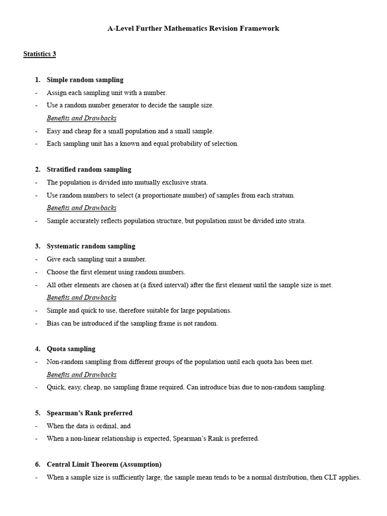 A-Level Further Mathematics Sampling Methods | PDF