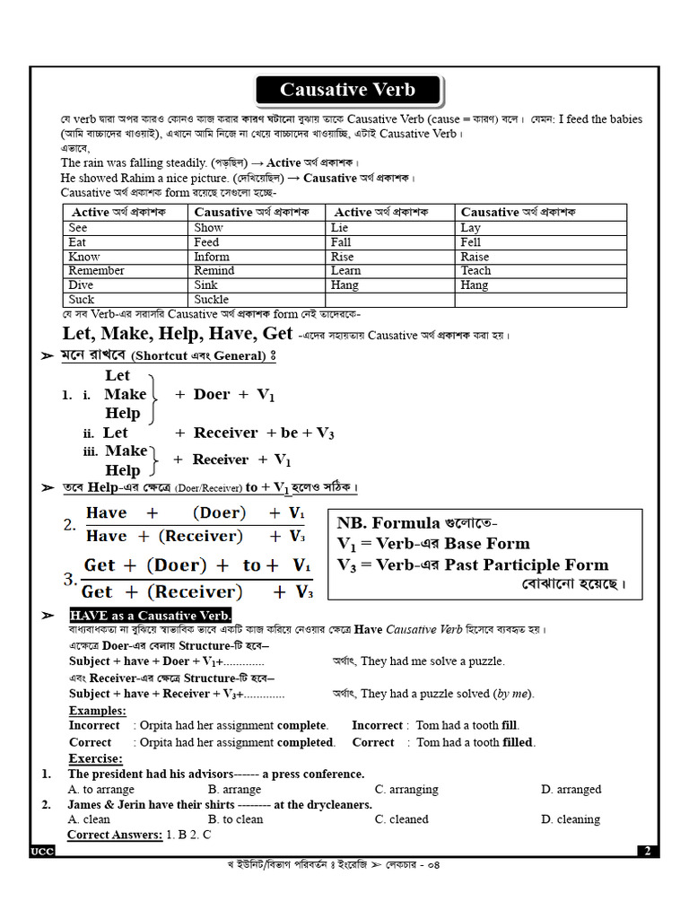 Causative Verbs: Usage and Exercises | PDF | Grammatical Number | Plural
