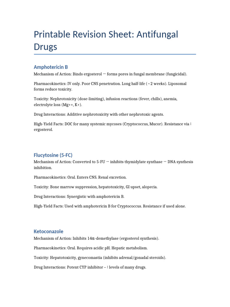 Antifungal Drugs: Key Facts & Mechanisms | PDF | Candidiasis | Drugs