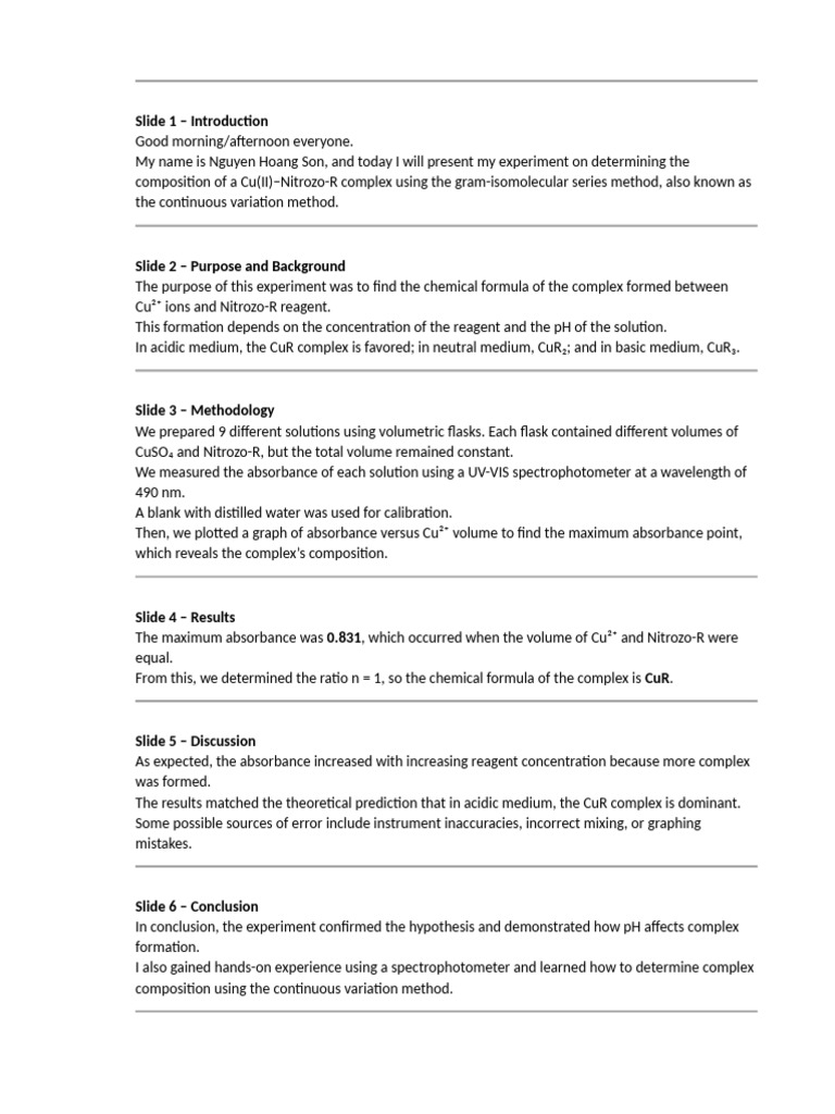Cu(II)–Nitrozo-R Complex Analysis | PDF | Ultraviolet–Visible ...