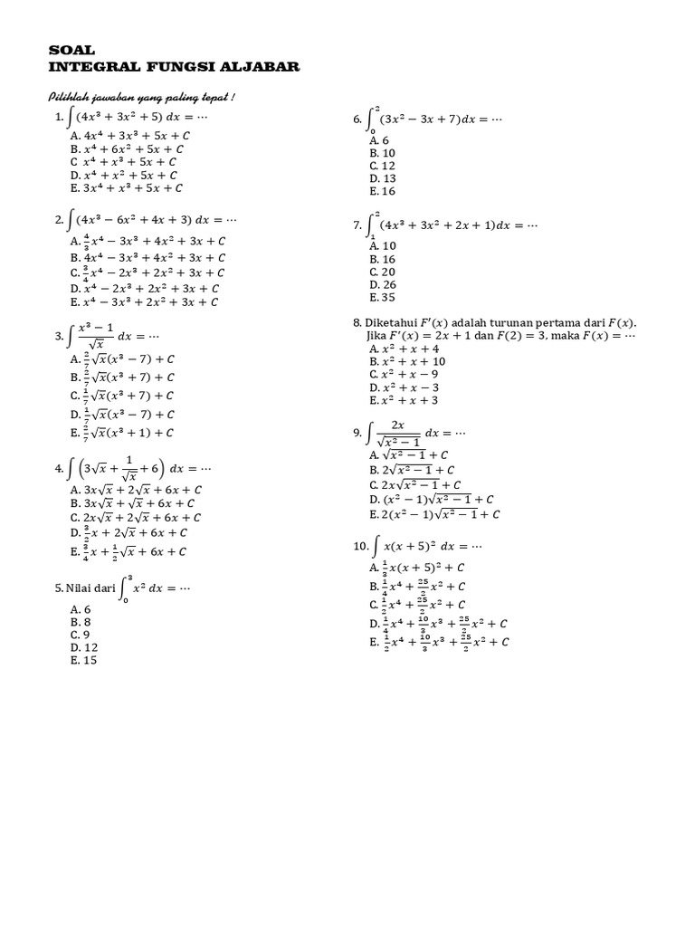 Soal Integral Pdf