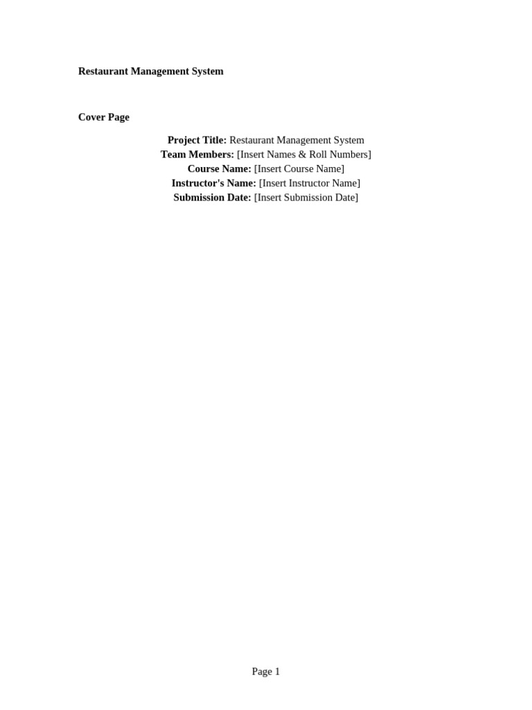 Restaurant Management System Overview | PDF | Databases | Sql
