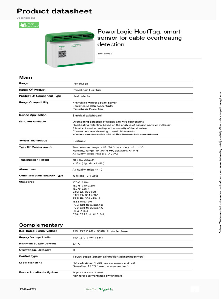 PowerLogic HeatTag Overheating Sensor | PDF | Electrical Engineering ...