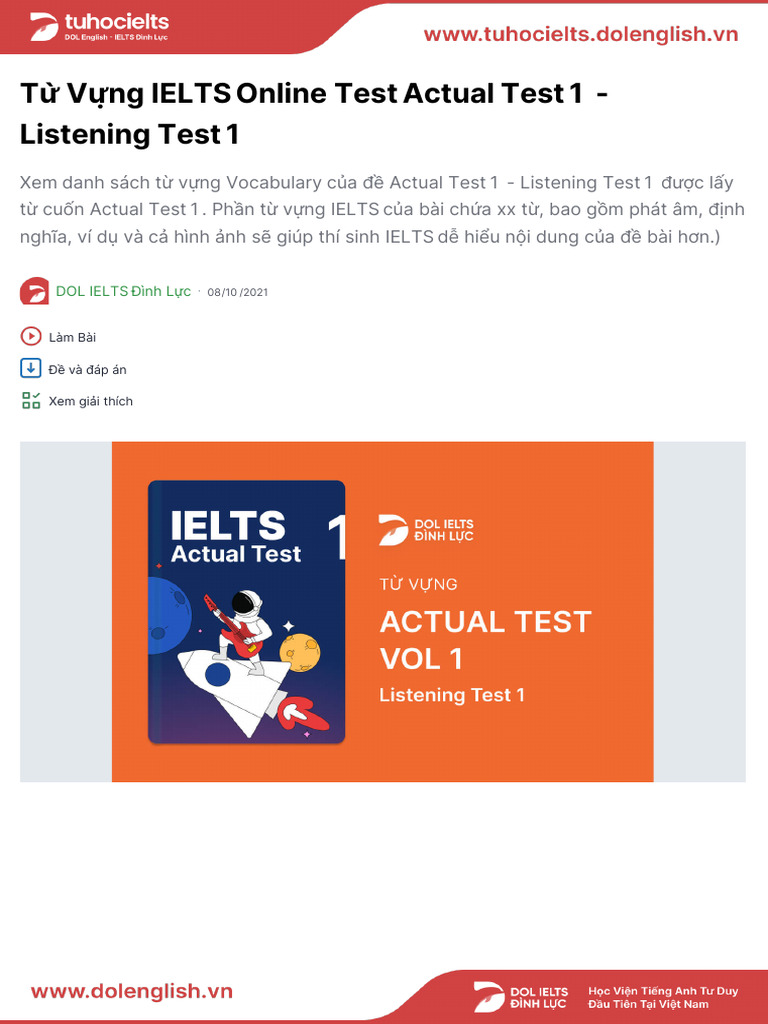 IELTS Listening Test 1 Vocabulary | PDF