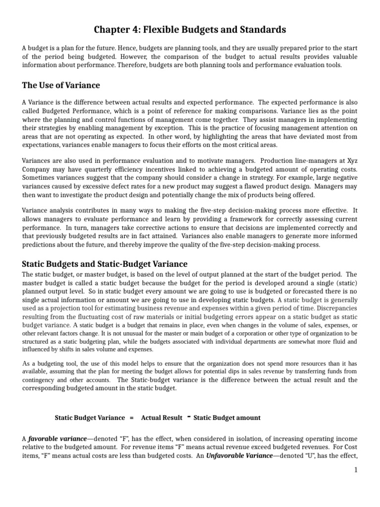 Cost II Chap 4 - Flexible Budget and Standards | PDF | Budget | Variance