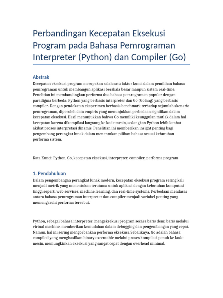 Perbandingan Eksekusi Python dan Go | PDF