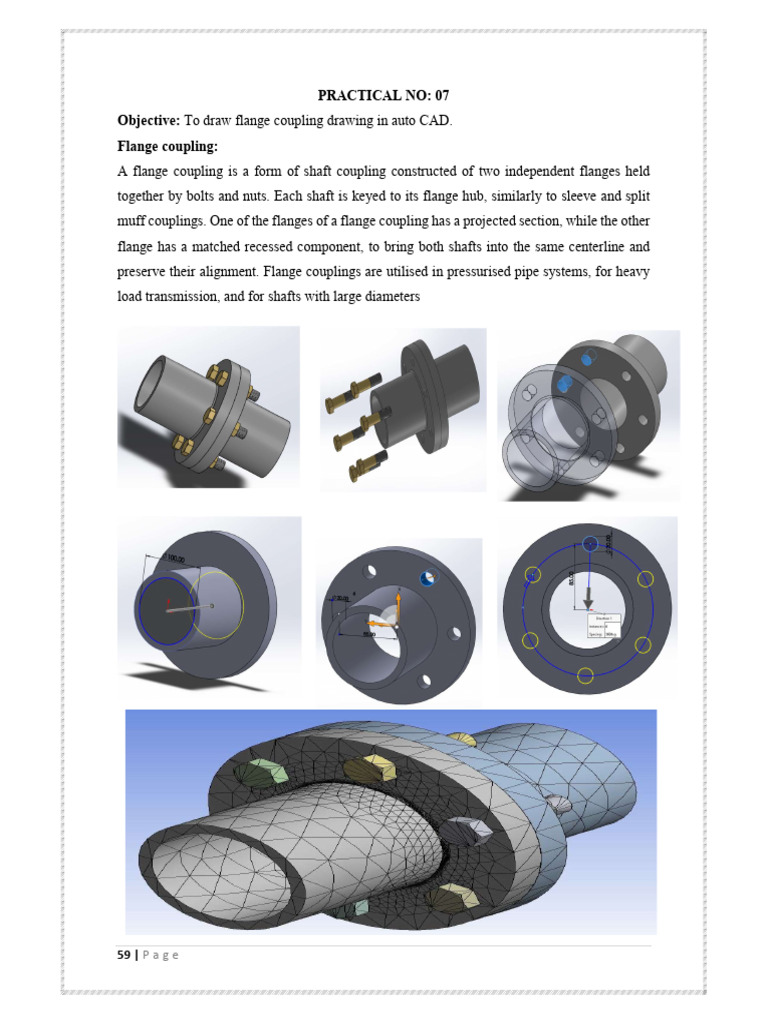 Flange Coupling Drawing in AutoCAD | PDF