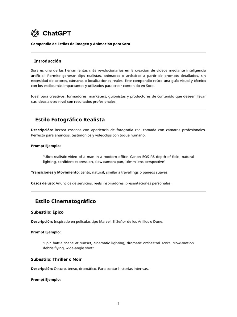Guía de Estilos para Sora PDF | PDF