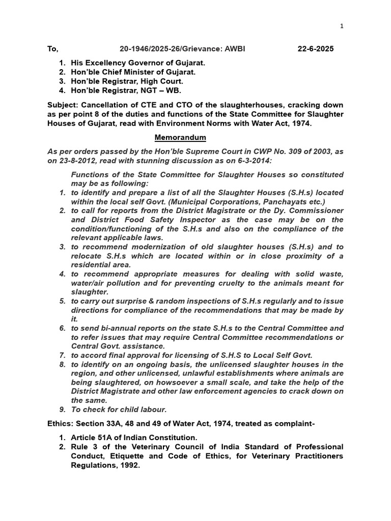 Legal Notice Under Section33a With 48-49 of Water Act, 1974 Upon ...