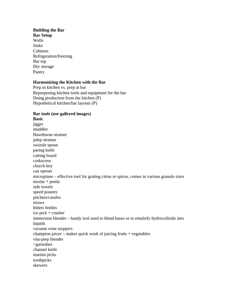 Essential Bar Setup and Tools Guide | PDF