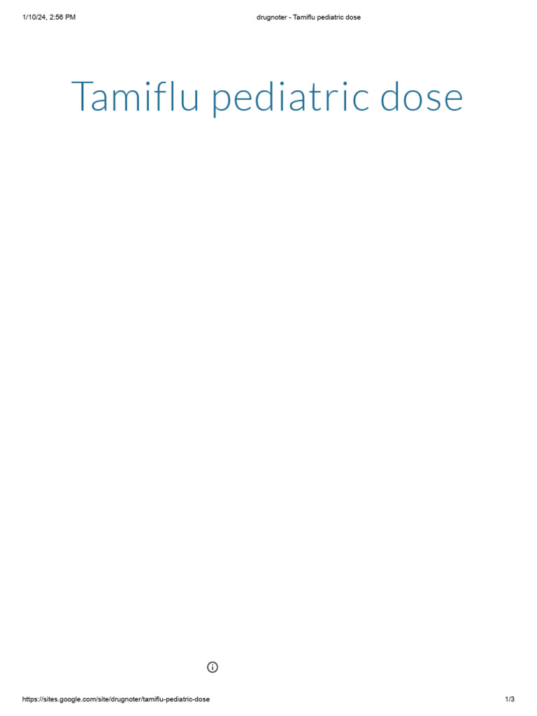 Drugnoter Tamiflu Pediatric Dose PDF