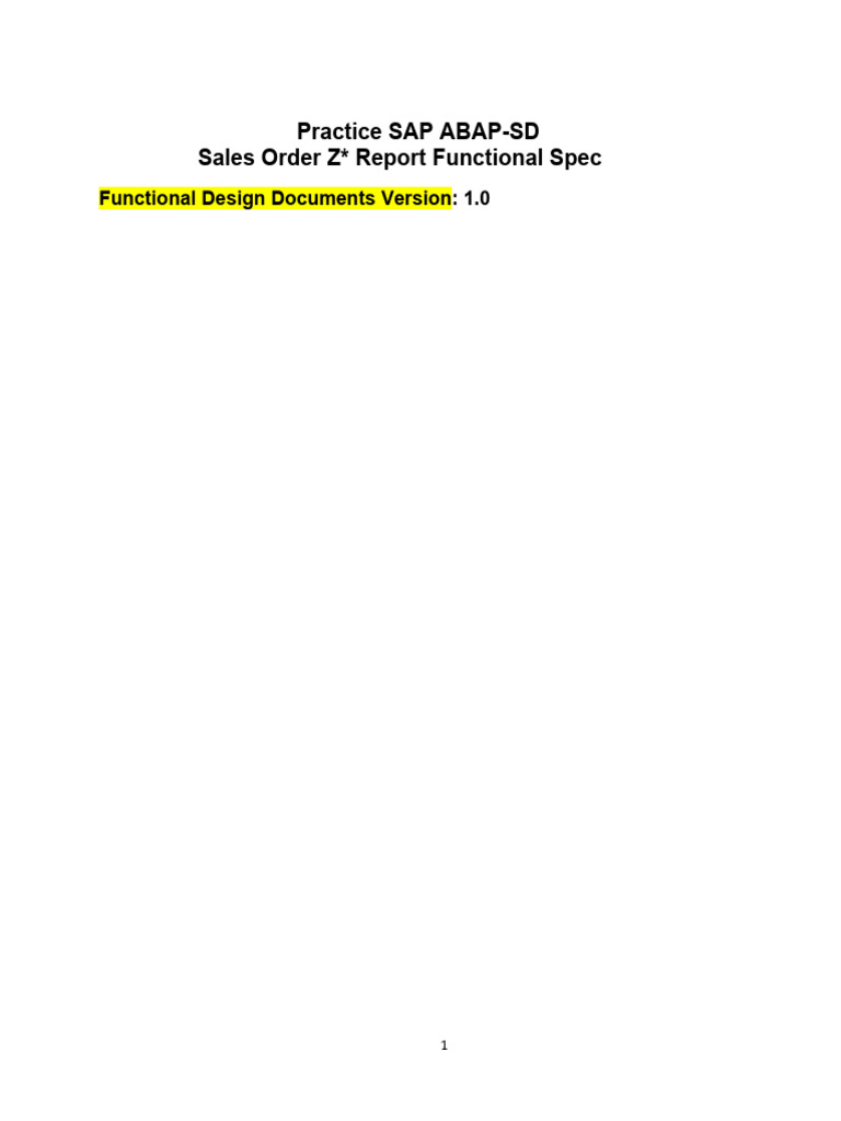 Sales Order Z-Report Functional Spec | PDF | Parameter (Computer ...