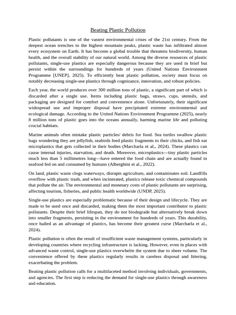 Combatting Single-Use Plastic Pollution | PDF | Recycling | Plastic