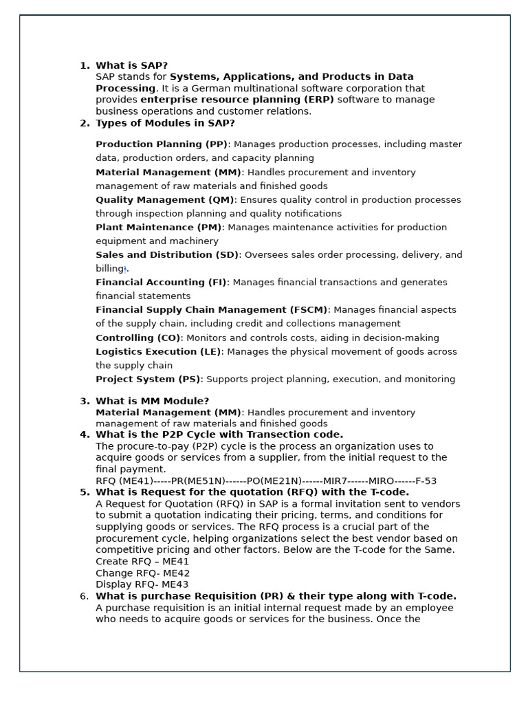 SAP Training For User | PDF | Enterprise Resource Planning | Service ...