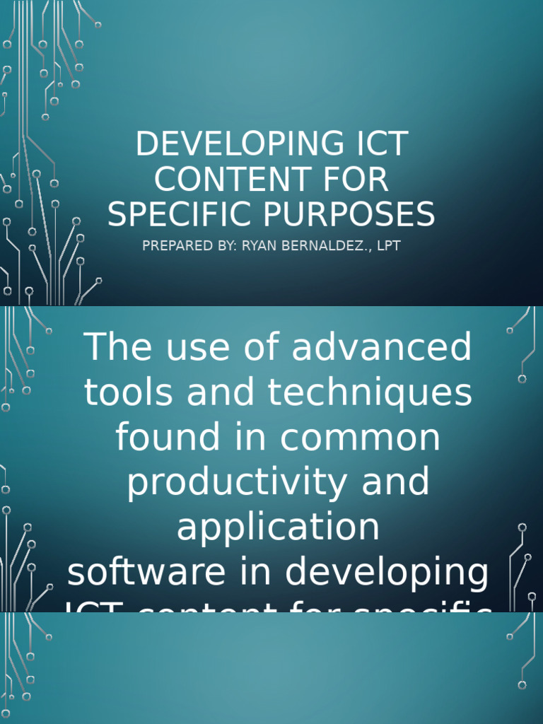 LESSON 3 - Developing ICT Content For Specific Purposes | PDF