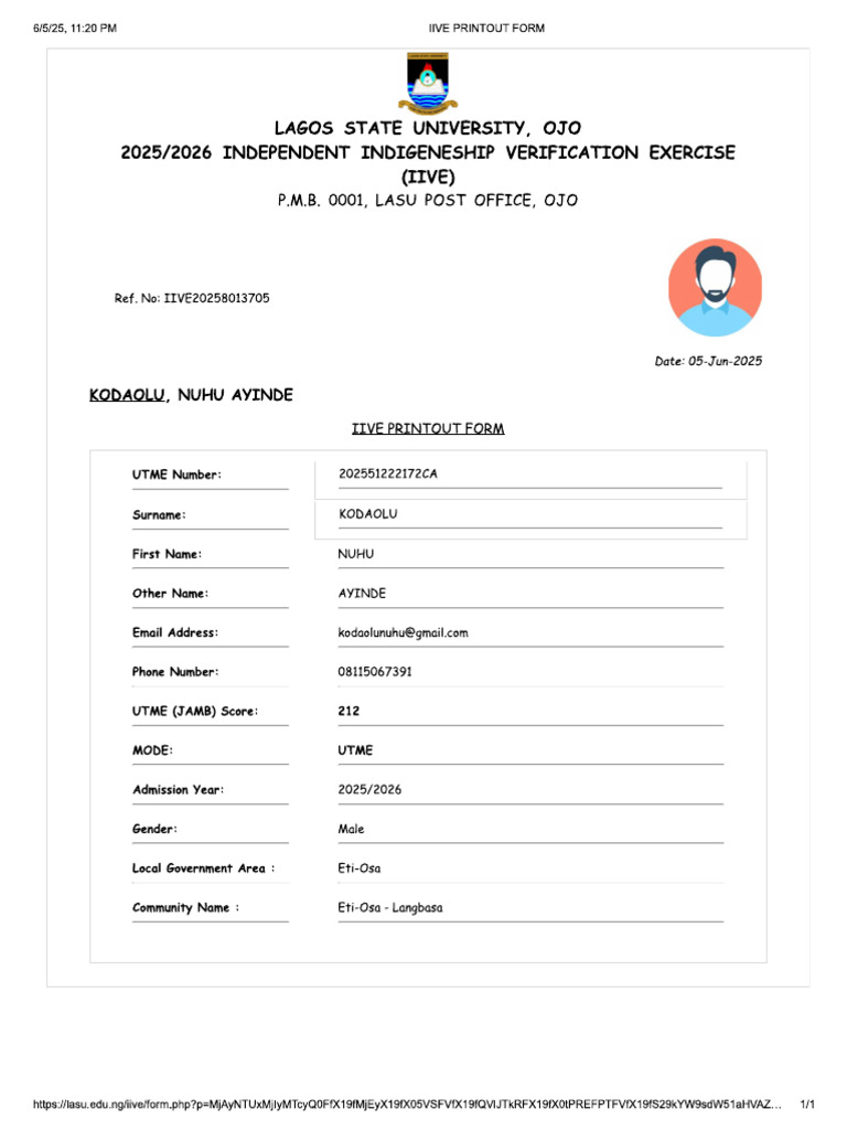 Iive Printout Form | PDF