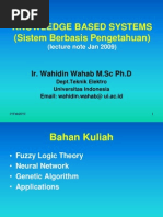 Knowledge Based Systems (Sistem Berbasis Pengetahuan) : Ir. Wahidin Wahab M.SC PH.D