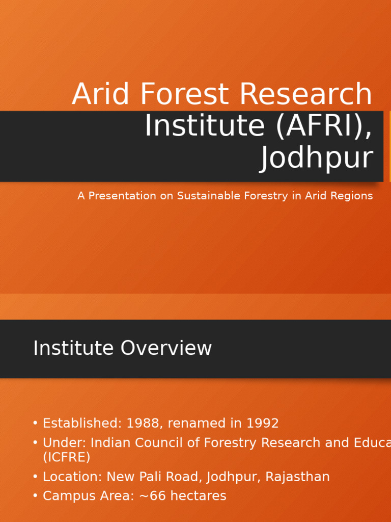 AFRI Jodhpur: Established 1988 Overview | PDF