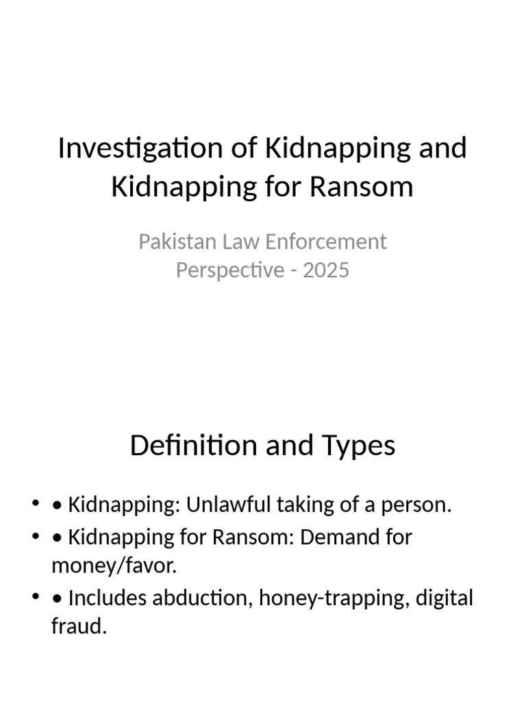 Pakistan Kidnapping for Ransom Analysis | PDF | Kidnapping | Crimes