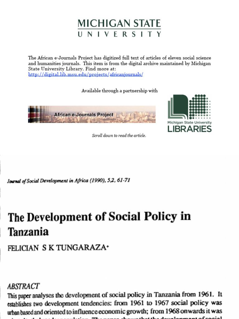 Social Policy Development in Tanzania | PDF | Tanzania | Economic Growth