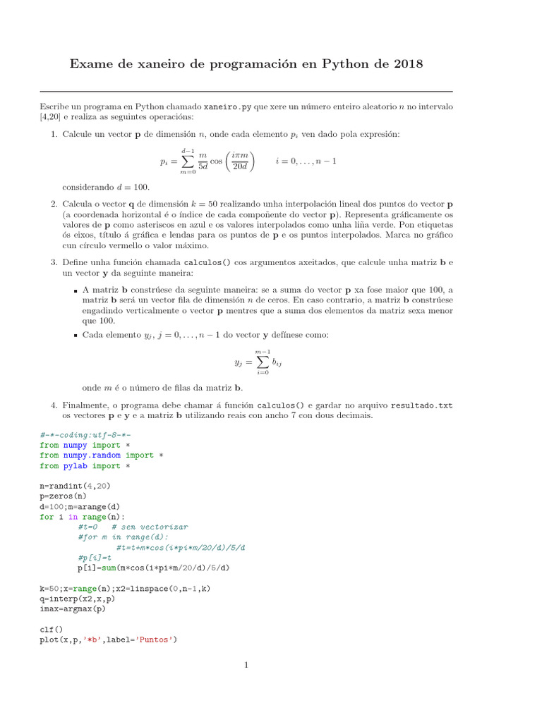 Exame de Xaneiro de Programaci On en Python de 2018 | PDF