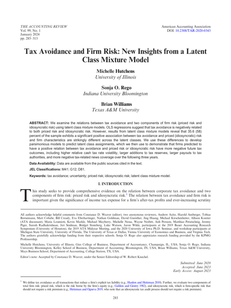 Tax Avoidance's Impact on Firm Risk | PDF | Risk | Taxes