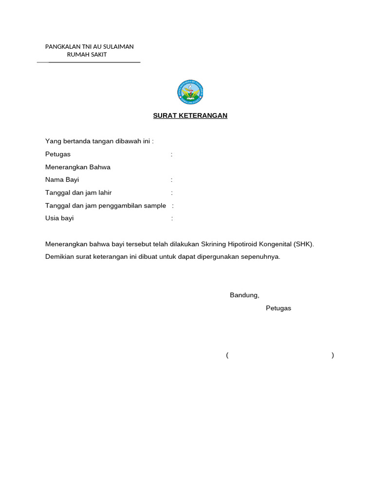 Surat Keterangan SHK | PDF
