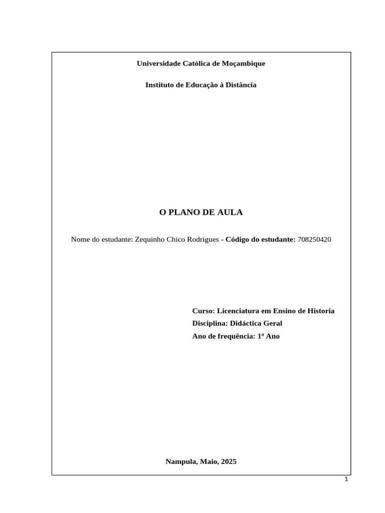 Importância do Plano de Aula na Educação | PDF | Pedagogia | Lição
