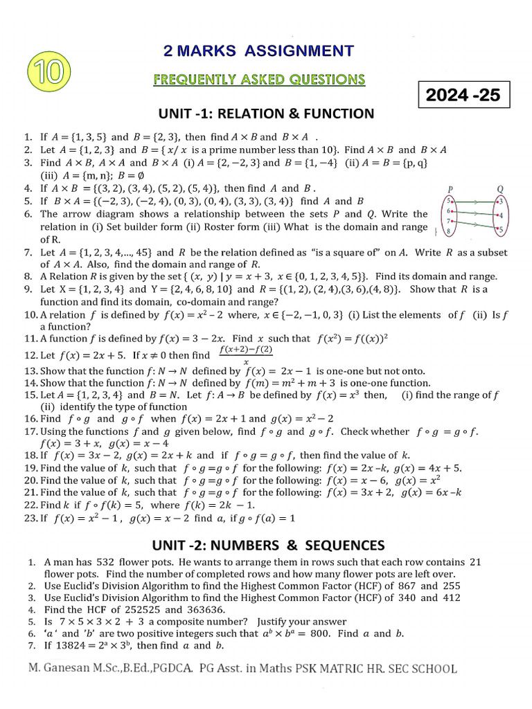 Zeal Study 10th Maths Repeated 2 Marks - EM. Updated | PDF