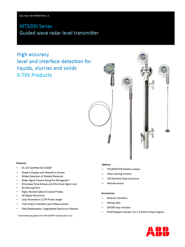MT5000 Guided Wave Radar Transmitter | PDF | Coaxial Cable | Electrical ...