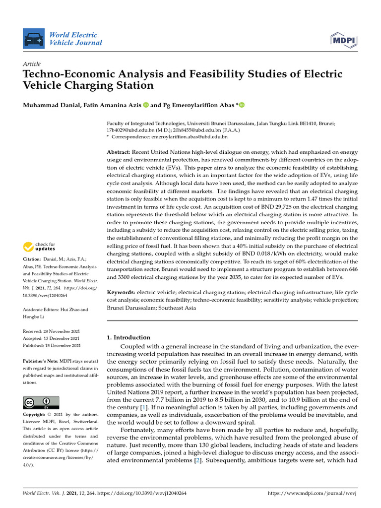 Electric Vehicle Charging Station Feasibility | PDF | Electric Vehicle ...