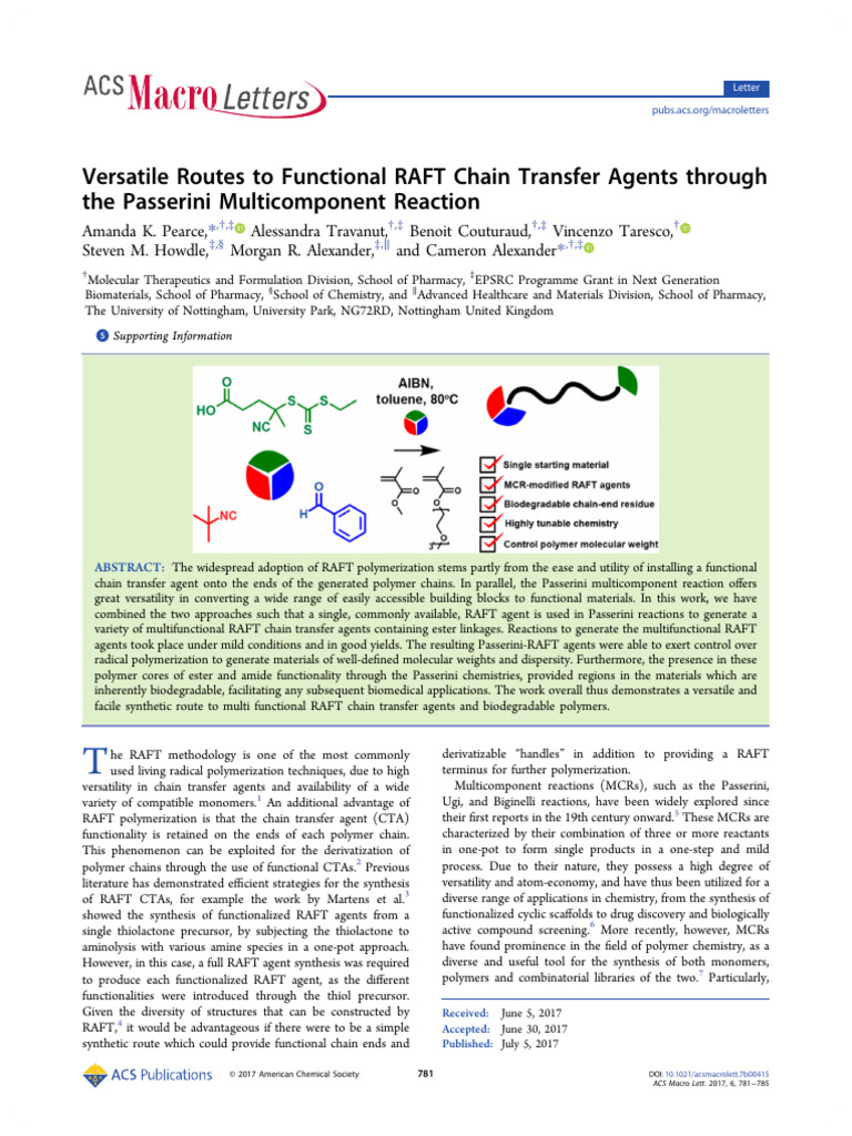 2017 Alexander Macro Letters Passerini Reaction | PDF | Polymerization ...