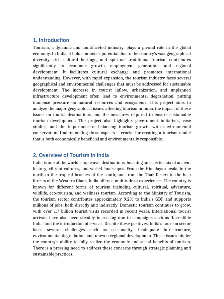 Geographical Challenges in Indian Tourism | PDF | Tourism | Sustainability