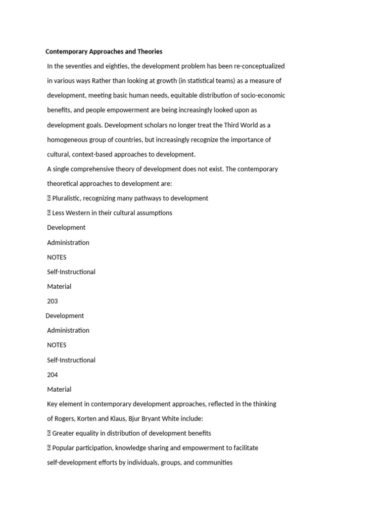 Contemporary Development Approaches | PDF | Economics | Empowerment