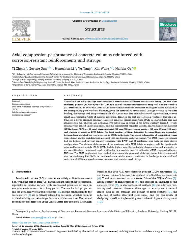 Axial Performance of Corrosion-Resistant Concrete Columns | PDF ...
