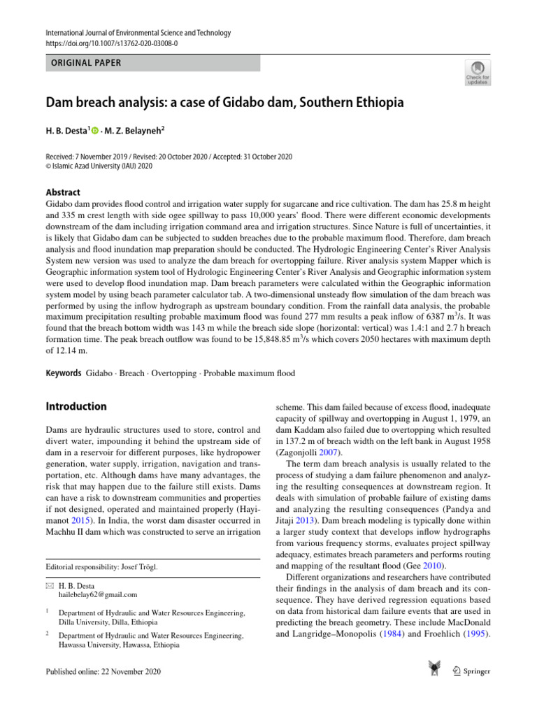 Gidabo Dam Breach Analysis in Ethiopia | PDF | Dam | Flood
