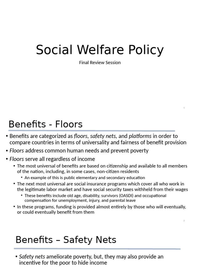 Social Welfare Policy Overview and Analysis | PDF | Social Security ...