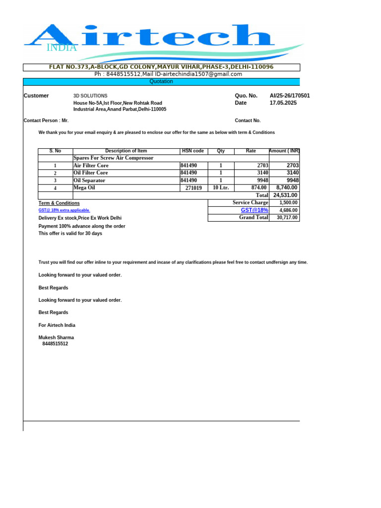 Quotation (3d Solutions) 17.05.2025 | PDF | Chemical Equipment | Gas ...