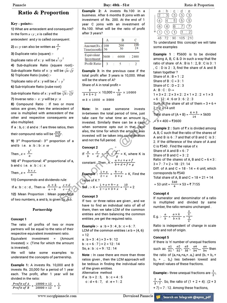 Ratio and Proportion Concepts Explained | PDF | Arithmetic