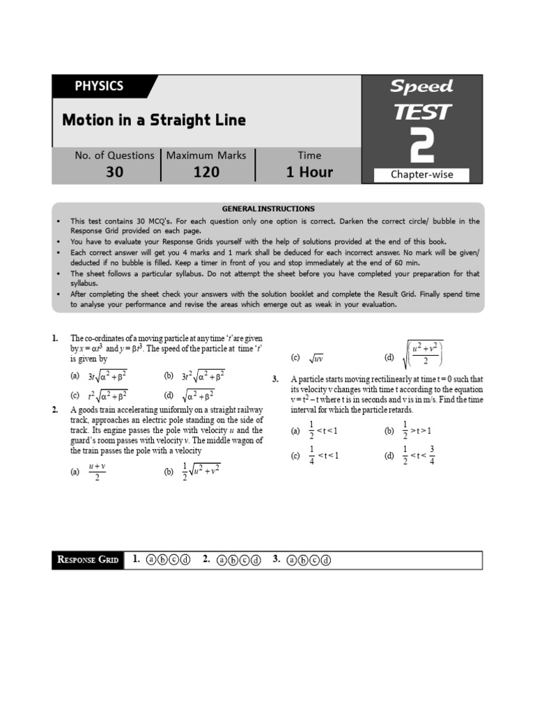 Physics Motion Test Overview | PDF | Spacetime | Applied And ...