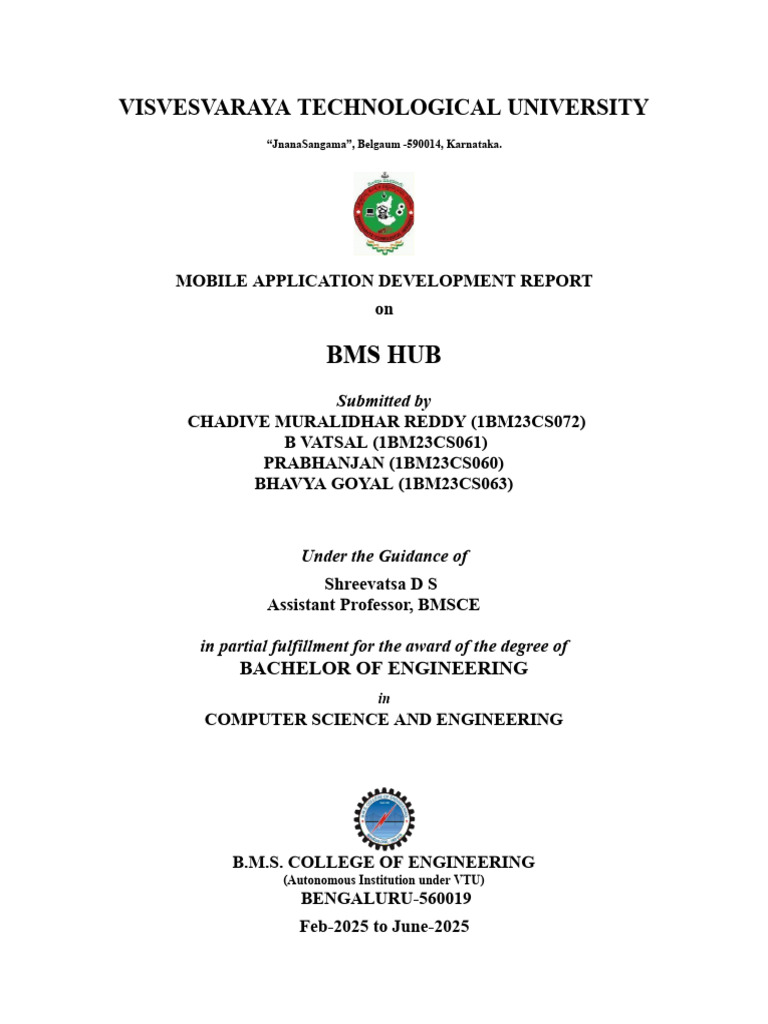 BMS Hub Mobile App Development Report | PDF | Computing | Software