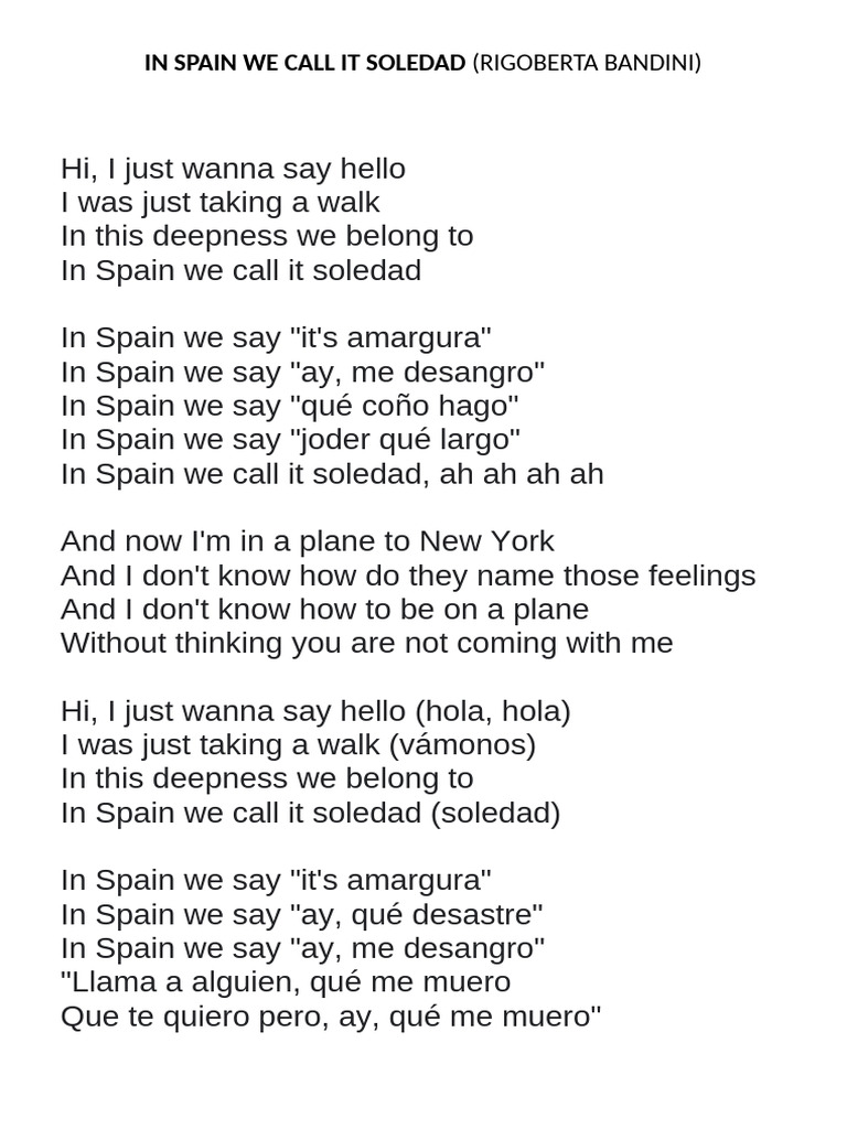 In Spain We Call It Soledad | PDF