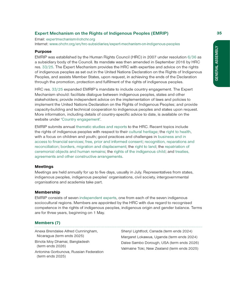 EMRIP: Indigenous Peoples' Rights Experts | PDF | International ...