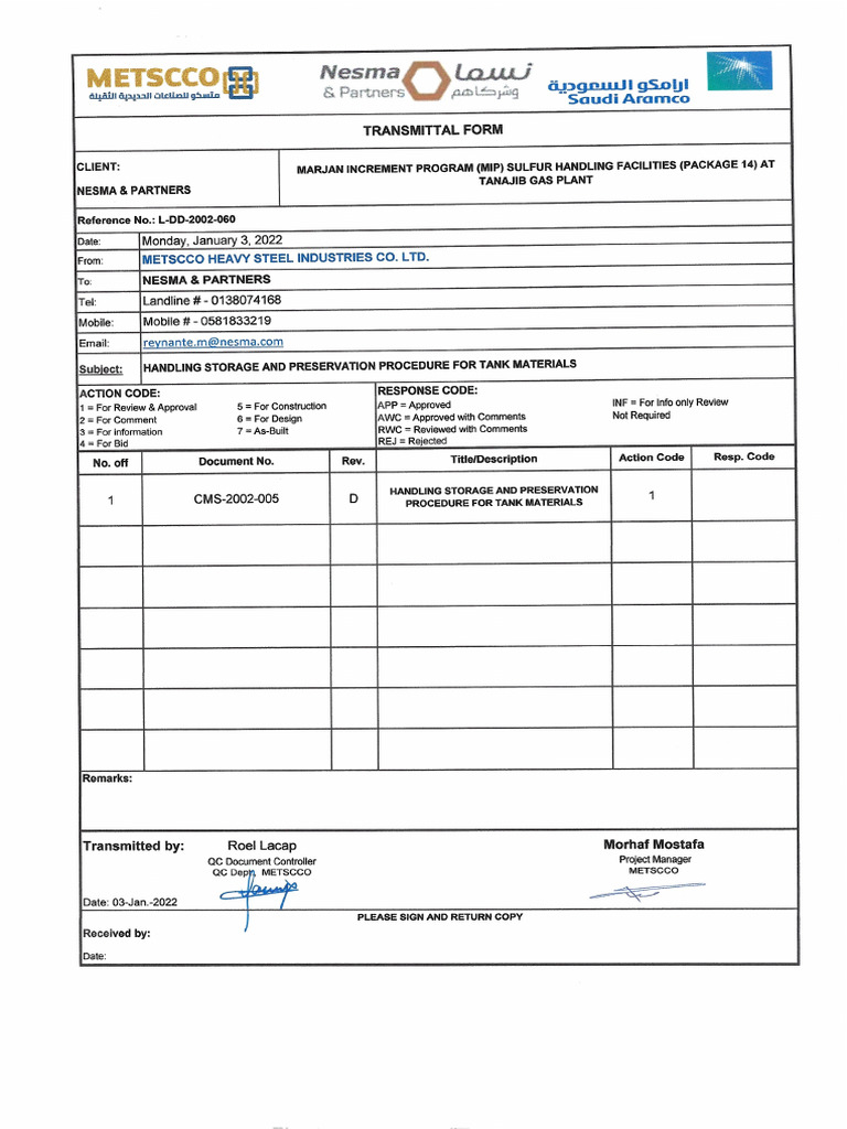 Metscco Tank Material Handling Guide | PDF | Crane (Machine) | Corrosion